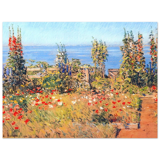 Hollyhocks, Isles Of Shoals by Childe Hassam – art poster