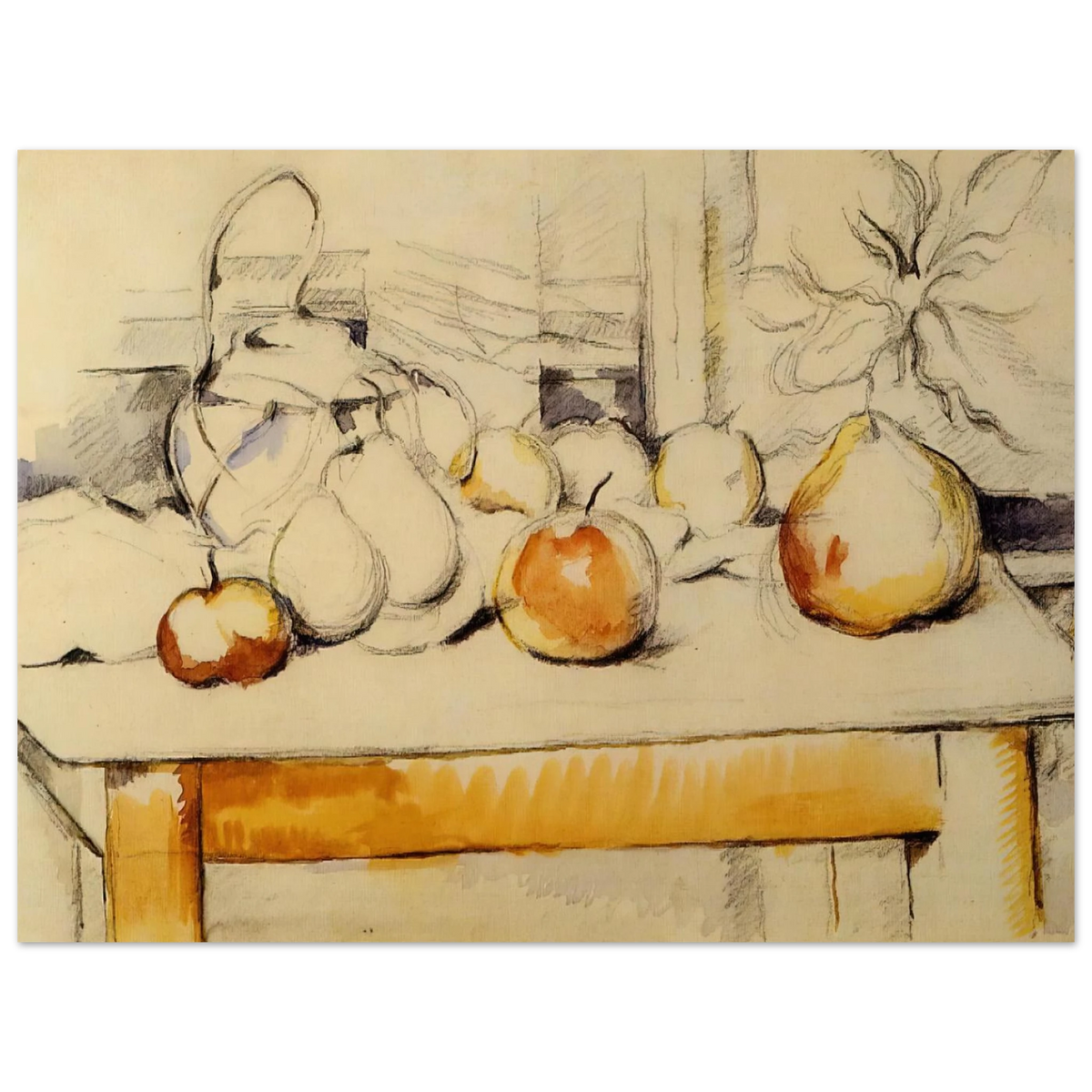 Pot Of Ginger And Fruits On A Table by Paul Cézanne – art poster, view 2