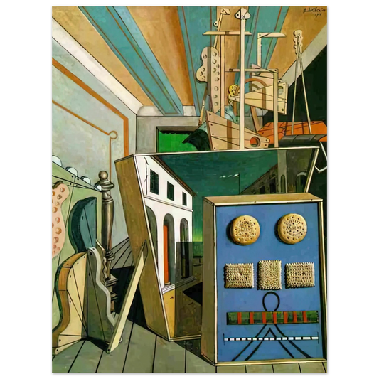 Metaphysical Interior With Biscuits by Giorgio de Chirico (1916) – art poster
