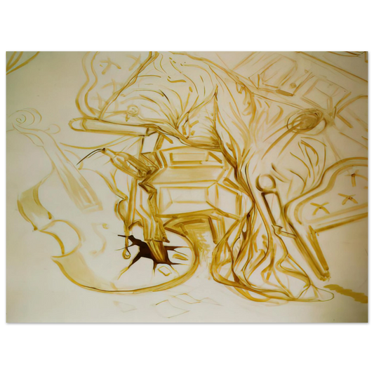 Bed And Bedside Table Ferociously Attacking A Cello by Salvador Dali – art poster