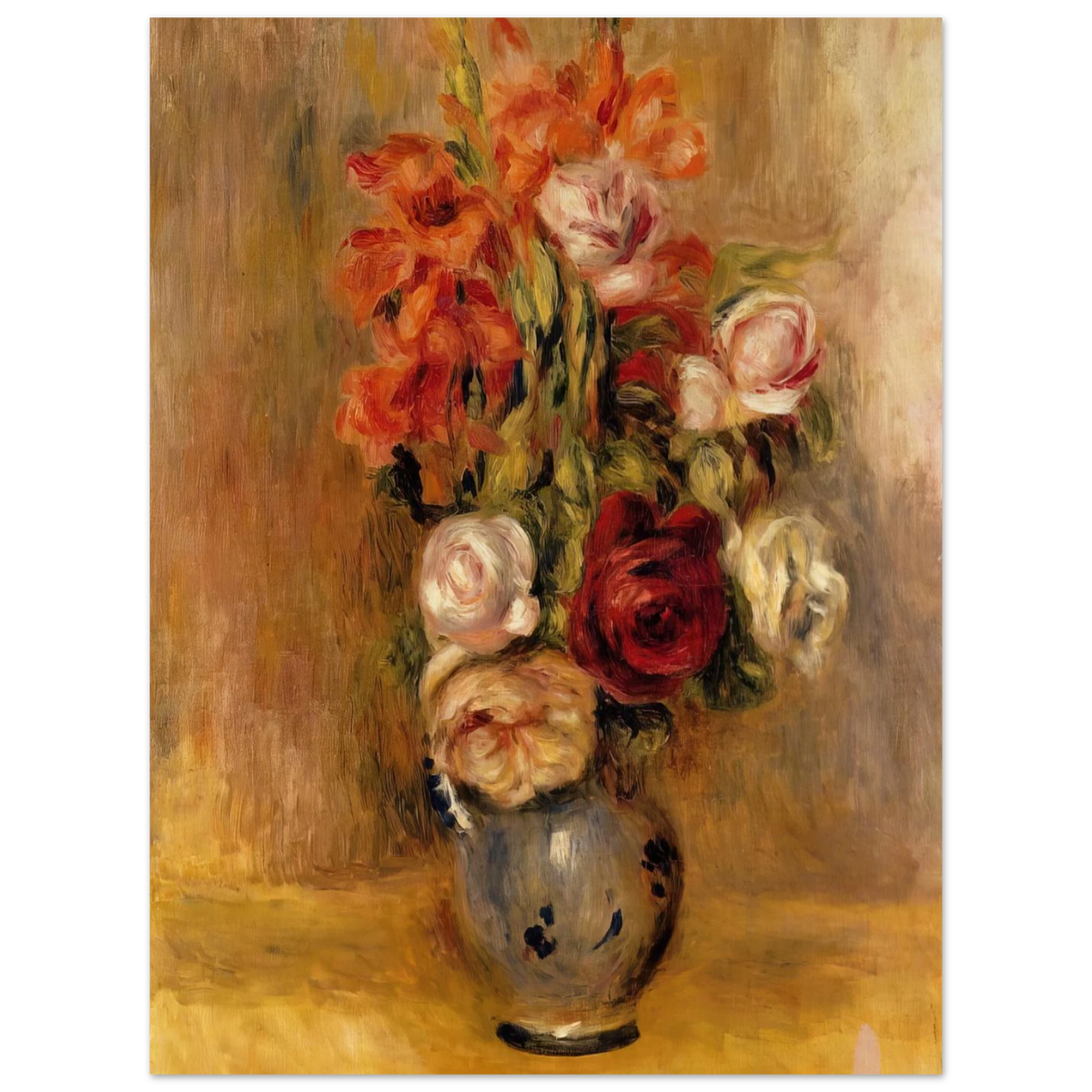 Vase Of Gladiolas And Roses by Pierre-Auguste Renoir – art poster, view 2
