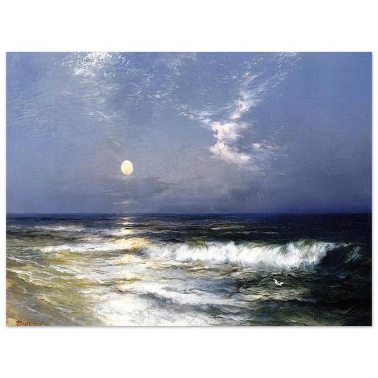 Moonlit Seascape by Thomas Moran – art poster