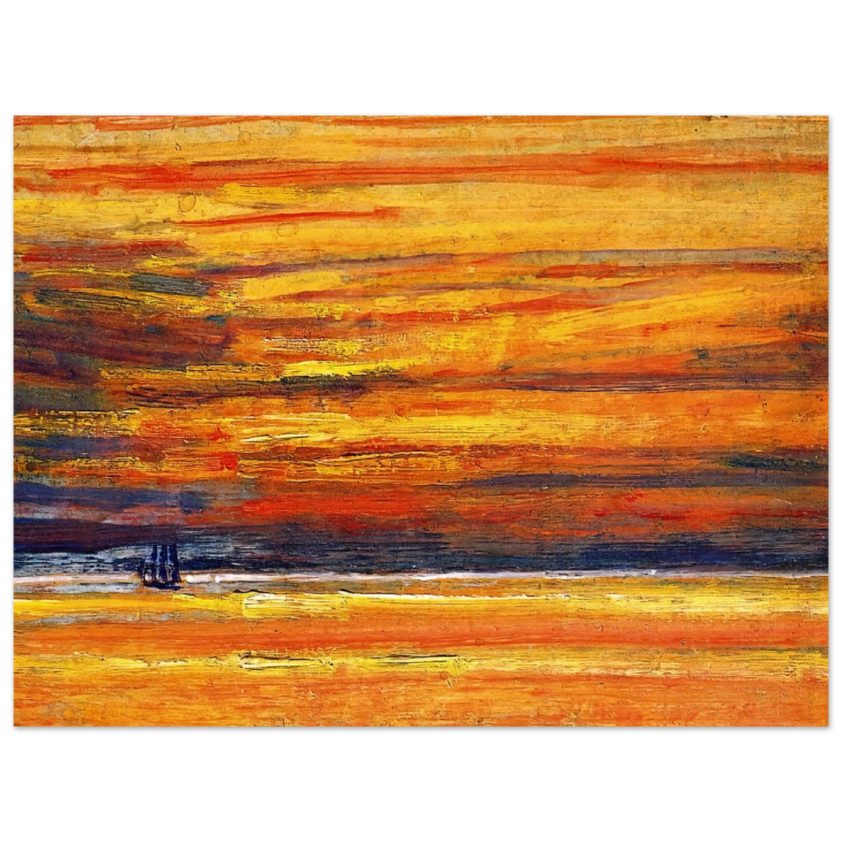 Sailing Vessel At Sea, Sunset by Childe Hassam – art poster