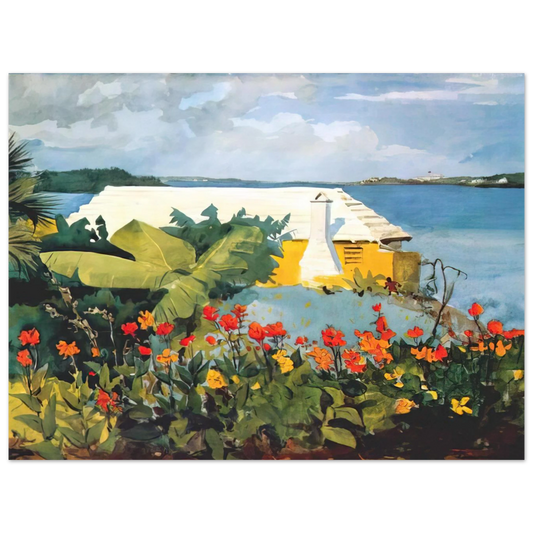 Flower Garden And Bungalow Bermuda by Winslow Homer – art poster
