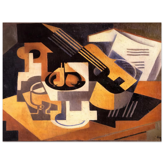 Guitar And Fruit Bowl On A Table by Juan Gris (1918) – art poster