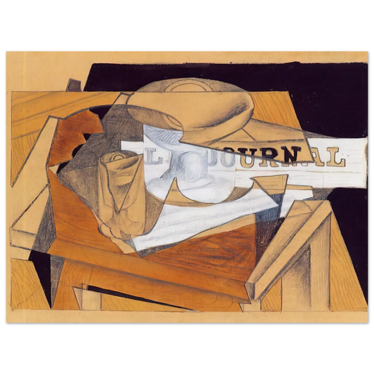 Bowl Glass And Newspaper by Juan Gris – art poster