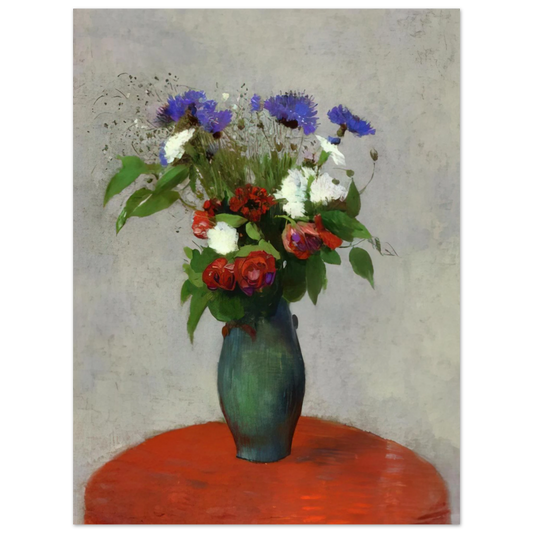 Vase Of Flowers On A Red Tablecloth by Odilon Redon – art poster