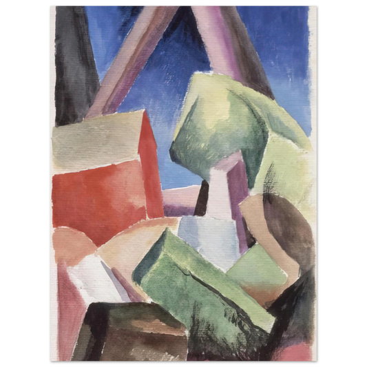House In Cubist Landscape by Thomas Hart Benton (1920) – art poster