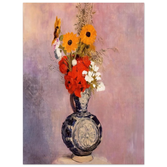Bouquet Of Flowers In A Blue Vase 2 by Odilon Redon – art poster