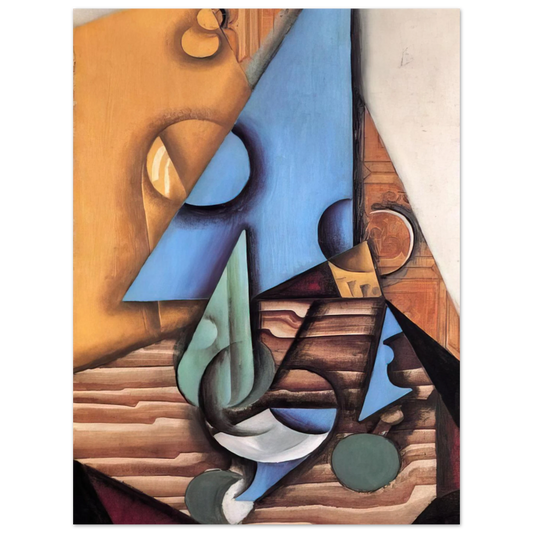 Bottle And Glass On A Table by Juan Gris (1914) – art poster