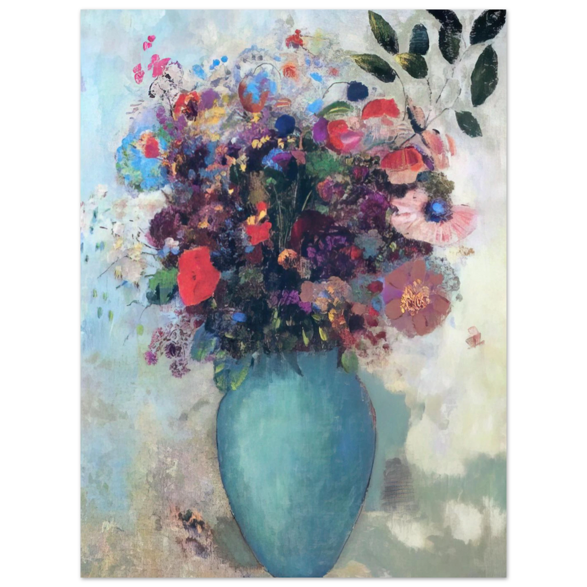 Flowers In A Turquoise Vase by Odilon Redon – art poster