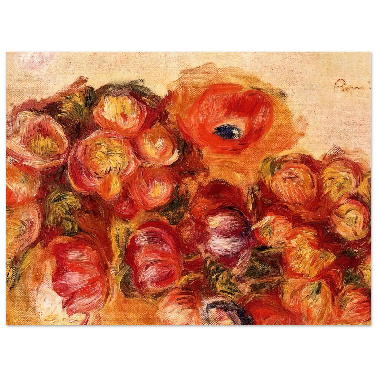 Study Of Flowers Anemones And Tulips by Pierre-Auguste Renoir – art poster, view 2