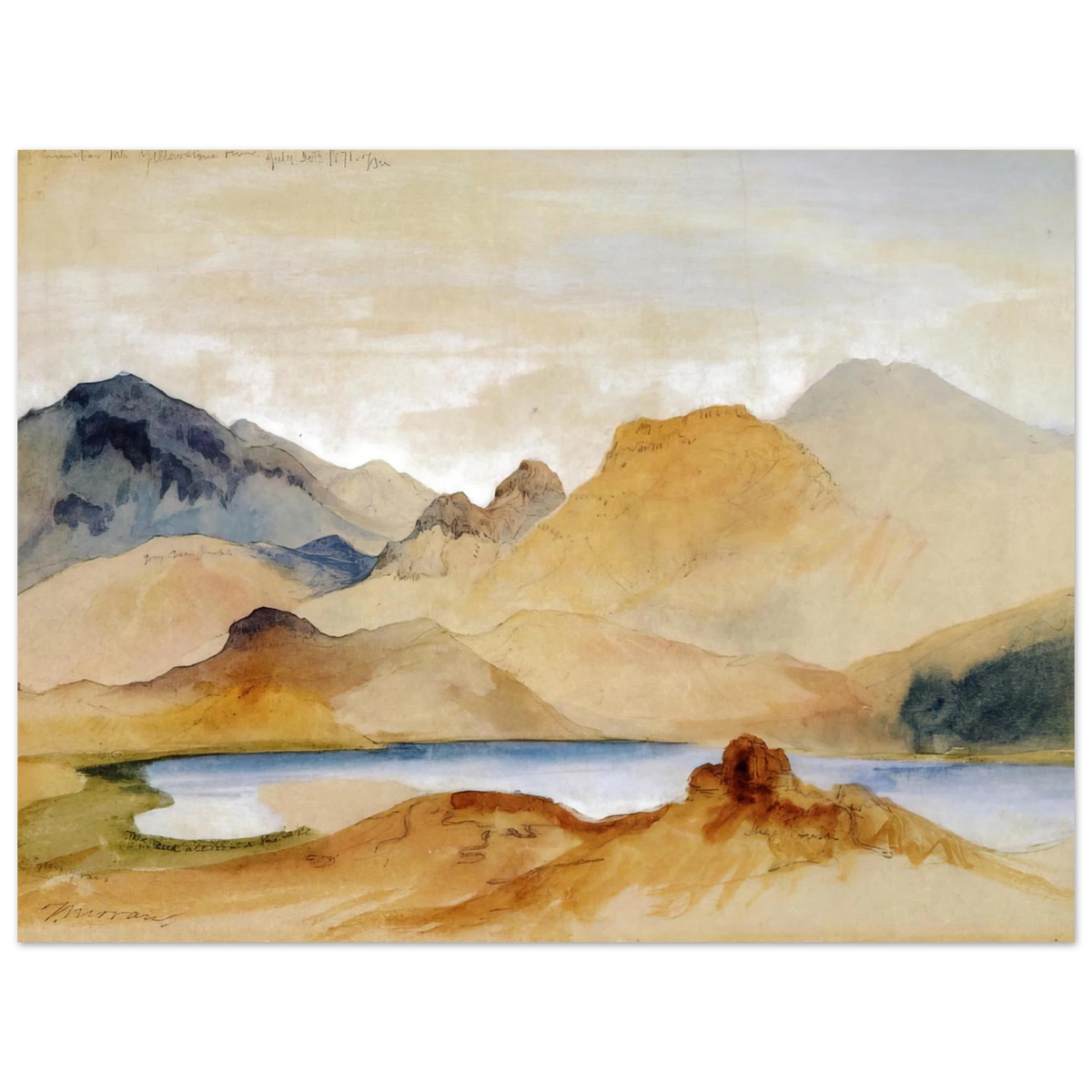 Cinnabar Mountain, Yellowstone River by Thomas Moran – art poster