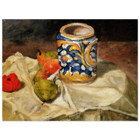 Still Life With Italian Earthenware Jar by Paul Cézanne – art poster