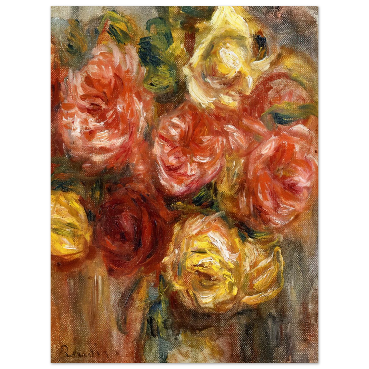 Bouquet Of Roses In A Vase by Pierre-Auguste Renoir – art poster, view 2
