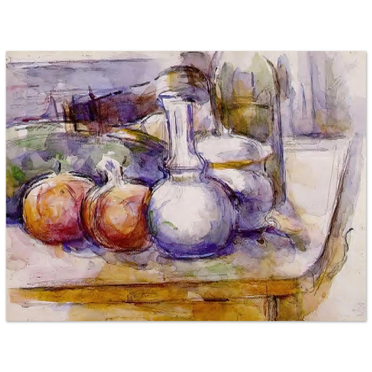 Still Life With Carafe, Sugar Bowl, Bottle, Pommegranates And Watermelon by Paul Cézanne – art poster