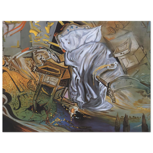 Bed And Two Bedside Tables Ferociously Attacking A Cello Final Stage by Salvador Dali – art poster