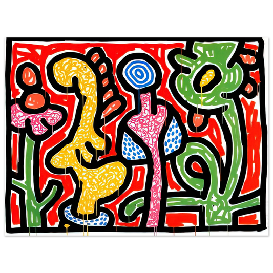 Flowers Iv by Keith Haring (1990) – art poster