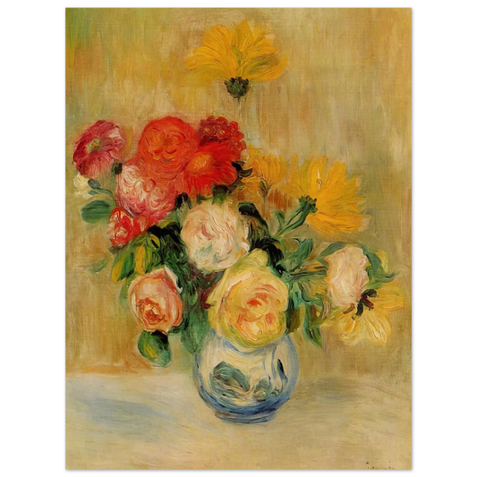 Vase Of Roses And Dahlias by Pierre-Auguste Renoir – art poster, view 2