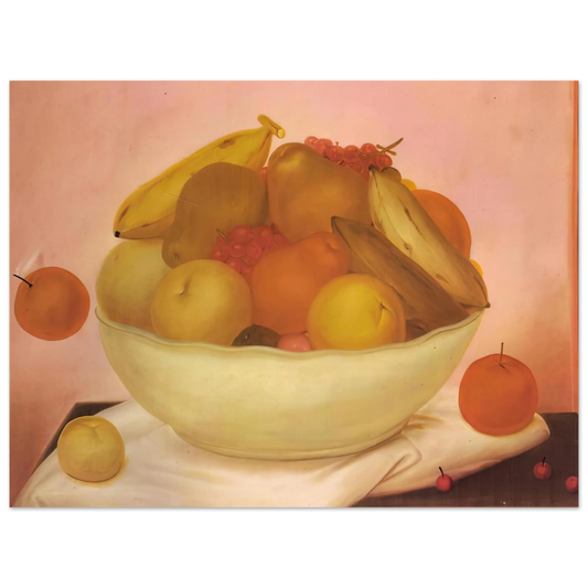 Still Life With Orange Falling by Fernando Botero – art poster