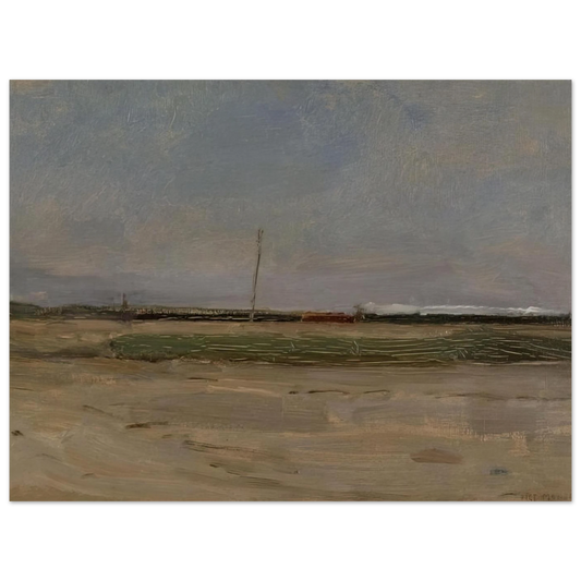 Polder Landscape With A Train And A Small Windmill On The Horizon by Piet Mondrian – art poster