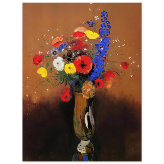 Wild Flowers In A Long Necked Vase by Odilon Redon – art poster